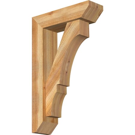 Ekena Millwork Balboa Slat Rough Sawn Bracket w/ Offset Brace, Western Red Cedar, 6"W x 20"D x 32"H BKT0604X20X32BOA06RWR